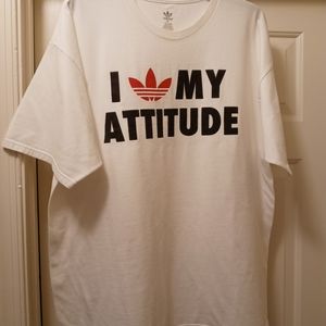Adidas XL "I LOVE MY ATTITUDE" Graphic Tee ( White, Black & Red)